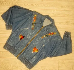 Vintage cotton denim Jean jacket horse / ranch / cowgirl theme embroidered patch thumbnail 4