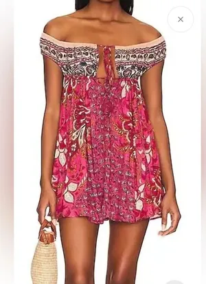 FREE PEOPLE Bali Mariposa Floral Dress sz M thumbnail 1