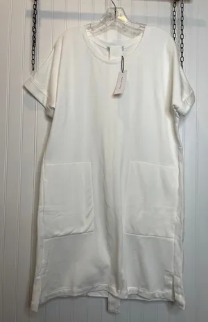 NWT Rebecca Minkoff Iman Dress White Mini French Terry Belted Cotton Size XL thumbnail 1