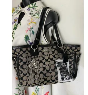 Coach Black Tote Bag Customized W/ embellishments thumbnail 7