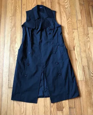 Magaschoni EUC Women's Sleeveless Black Button Front Collared Dress thumbnail 1