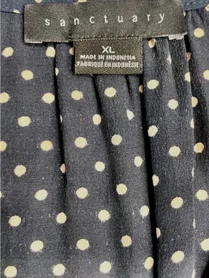 Sanctuary Paloma Polka Dot Blouse XL Navy Flutter Sleeve Split Neck Top thumbnail 9