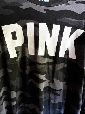 PINK Victoria's Secret Black & Gray Camo Logo Tee thumbnail 2