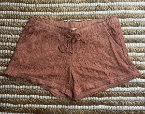 Lace Drawstring Shorts in Taracotta thumbnail 1