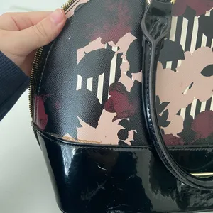 Anne Klein‎ women’s floral pink burgundy black gold hardware shoulder purse zip thumbnail 8
