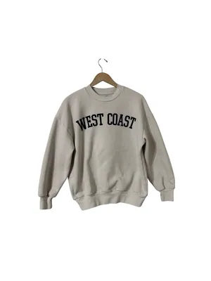 OAK + FORT West Coast Oversized Cotton Beige Pullover Sweatshirt Crew Top thumbnail 3