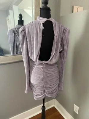 Sabina Musayev x Revolve Maya mini dress lavender metallic foil pleated small thumbnail 5