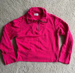 Cotton citizen revolve pink quarter zip long sleeve preppy sweatshirt sz medium thumbnail 1