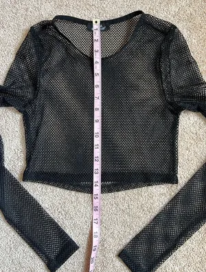Hot Topic Social Collision Black Cropped Mesh Long Sleeve Top. Size Small thumbnail 5
