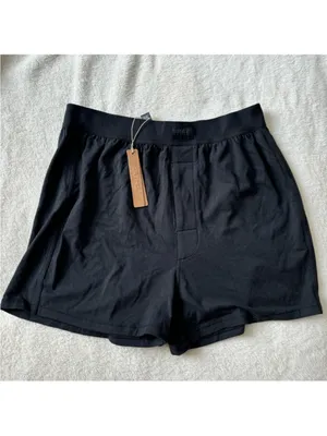 SKIMS NWT Boyfriend Loose Fit Boxer Shorts Onyx Black Comfy Lounge Soft Size S thumbnail 3