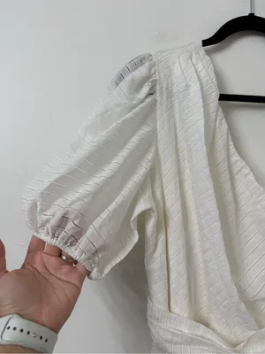 {L} NWT Nine West One-Shoulder Cream Dress with Waist Tie thumbnail 2
