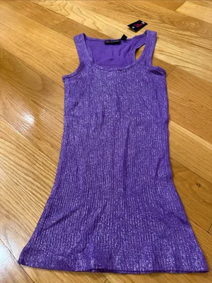 NWT Ultra flirt purple sparkly tank top size small. thumbnail 1