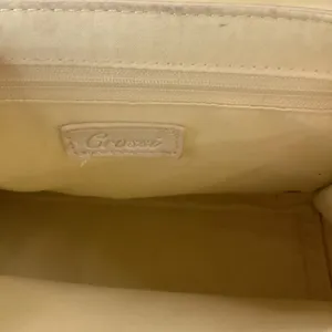 Grossi Ostrich Embossed Satchel Handbag Small Pale Yellow Good Faux‎ Leather thumbnail 4