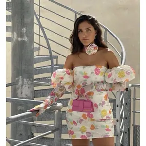 For Love & Lemons Hazel Floral Mini Dress Puff Sleeve 3 Piece Off-Shoulder Dress thumbnail 3