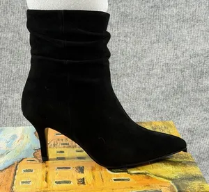 Bella‎ Vita Woman Size-8N ~ Danielle Leather Suede Black Slouch Ankle Booties thumbnail 1