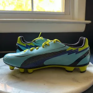 PUMA SPEED CLEATS Auqua & Fluorescent Yellow Soccer Cleats. EVO Speed 4 Sz 7.5. thumbnail 5