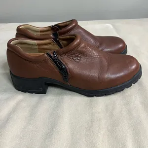 Ariat ATS Equipped Brown Leather Zip Clogs | Women’s 9B thumbnail 2
