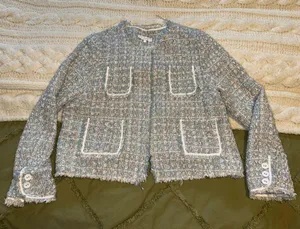 Olivaceous Blue and White Tweed Blazer thumbnail 1