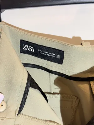 ZARA Mint Green Straight Fit Tailored Trousers Pants Front Pockets Size S thumbnail 3