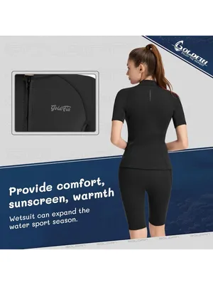 GoldFin Women Wetsuit Top Short Sleeve Swim Jacket Neoprene 2mm MEDIUM thumbnail 4