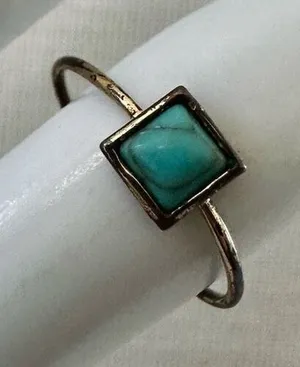 Turquoise blue square dainty ring Blue thumbnail 1