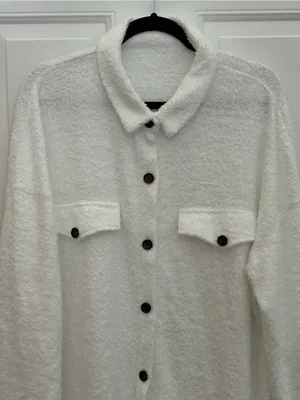 SheIn Cozy White Button-Up Shacket thumbnail 2