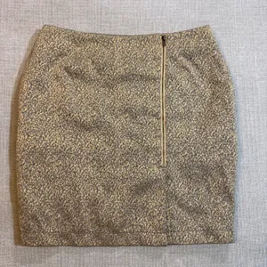 Tulle Mini Skirt Size M Gold Brown Textured Print Front Zipper thumbnail 1