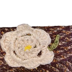 Handmade brown rope embroidered clutch crochet flower boho western 70s thumbnail 3