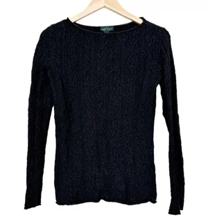 LRL Ralph Lauren Dark Gray Cable Knit Sweater Sz S thumbnail 4