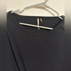 Free People embellished penny black long sleeve sheer sleeve detail top tee thumbnail 5