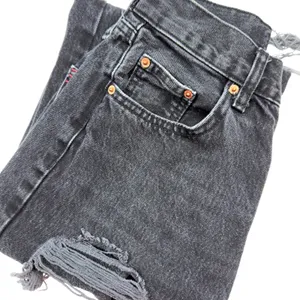 BDG Urban Outfitters High-Rise Baggy Black Denim Destroyed Denim thumbnail 2