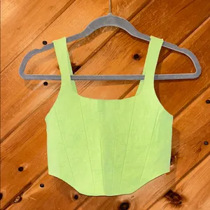 Free people movement strong core corset crop top in neon green thumbnail 2