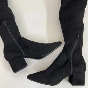 A New‎ Day women's black faux suede knee high tall wedge chunky heel boots 7.5 thumbnail 6