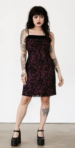 Vtg dress size 10 burnout velvet whimsigoth dark‎ romantic vamp Red Black Hoco thumbnail 1