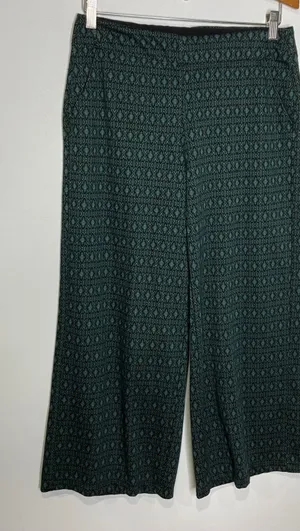 Max Studio Green geometric pattern wide leg pants‎ pockets women's size medium thumbnail 1
