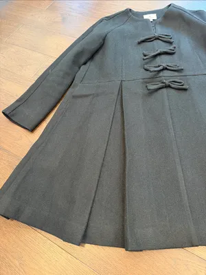 Tuckernuck Black Blair Bow Coat Dress Medium - C11-472 thumbnail 5