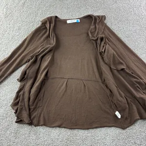Sparrow Brown‎ Linen Cotton Blend Cardigan Sweater Ruffle Womens M Boho Chic thumbnail 10