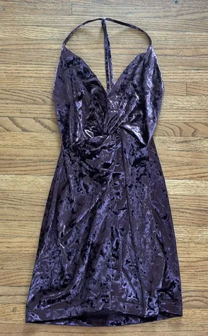 Zara crushed velvet dress thumbnail 1