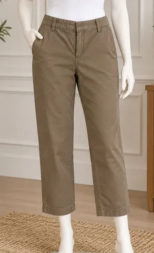 Gap Womens Chino Pants Olive Green Cropped Mid Rise Size 8 thumbnail 1