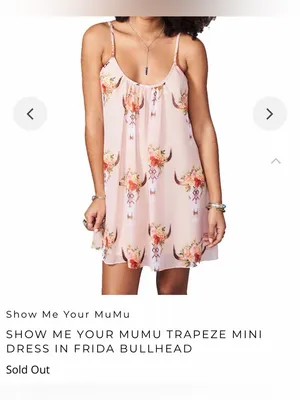 Show Me Your Mumu Women’s Beige Frida Bullhead Trapeze Mini Dress size Small thumbnail 3