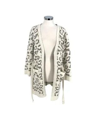 Comfyluxe Leopard Print Luxury Soft Robe Cream Ivory Gray One Size NWT Cozy Core thumbnail 2