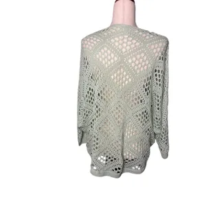 Women’s Medium Mint Green Open Knit Crochet V thumbnail 3