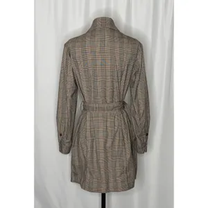 Anthropologie PILCRO Belted Blazer Dress Plaid Glen Check Brown Pockets Medium thumbnail 9