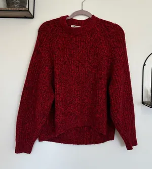 Madewell Red Ribbed Cotton-Blend Sweater Long Sleeve Crewneck Size Small thumbnail 1
