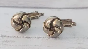 Vintage Clip On Earrings Twisted Design 3/8" - Heavy Tarnish/Discoloration thumbnail 1