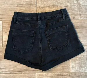 Rewash black denim cuffed shorts thumbnail 2