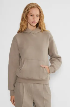 Aritzia Sweatfleece Perfect Fit Hoodie tan loungewear activewear gym training S thumbnail 1