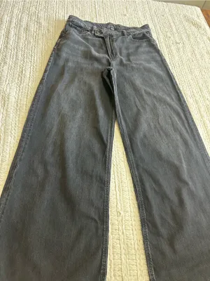 American Eagle Outfitters Charcoal Wide-Leg Jeans thumbnail 1