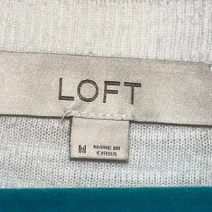 LOFT White Cotton‎ Split Neck Medium Lightweight Knit Top thumbnail 4