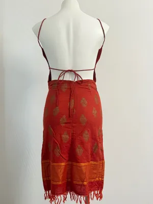 Free People Rust Orange Midi w/Gold Motifs & Fringe thumbnail 6
